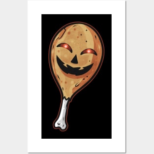 Chicken Thigh With Jack O Lantern Face Costume Halloween Posters and Art